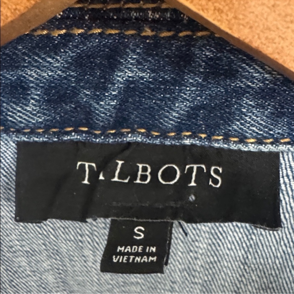 Talbots Classic Denim Jacket Dark Wash Button Front Cotton Stretch Size S - Picture 6 of 9